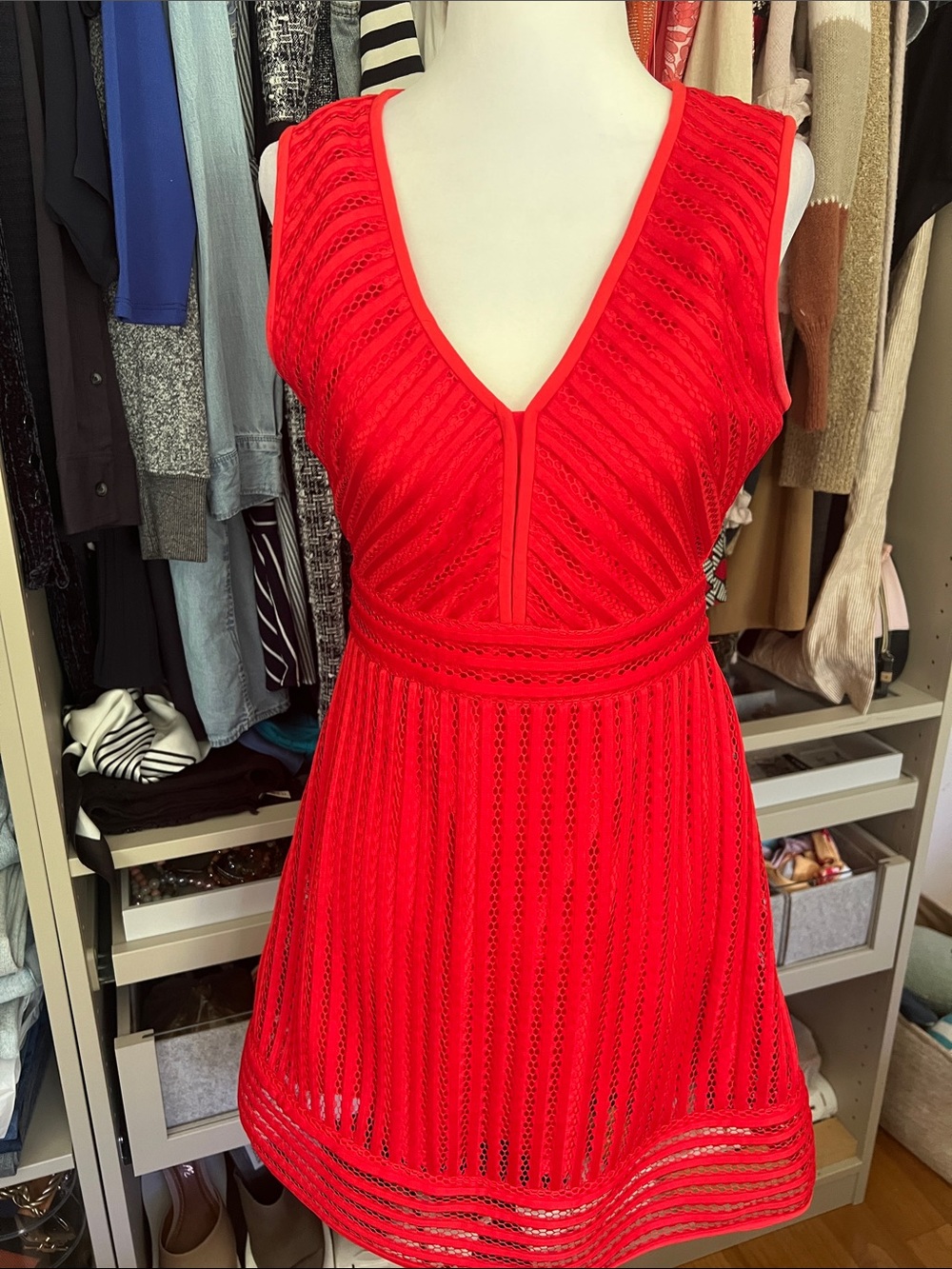 J. Crew • Women’s 2P • Elegant Deep V Plunge Petite Dress • Orangey/Red